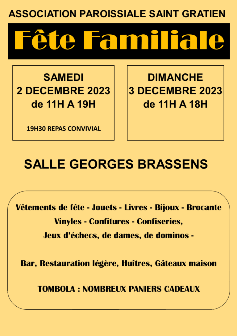 Fête familiale - Samedi 2 et dimanche 3 décembre à St Gratien