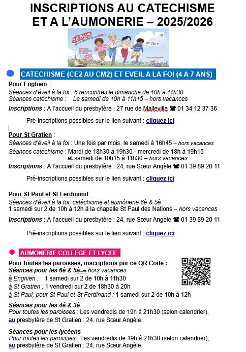 Les inscriptions Eveil à la foi - Catéchisme - Aumônerie - Patronage MP3 - 2025-2026 sont toujours possible !